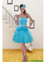 Classical Teal Quince Dresses with Embroidery and Pick Ups