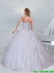 Detachable and Best Sweetheart White Quinceanera Dress with Ruffles and Beading