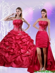 Detachable and Classical Appliques and Pick Ups Quinceanera Dress in Red