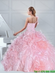 One Shoulder Baby Pink Quinceanera Dresses with Ruffles and Beading for 2015