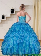 Popular Beading and Ruffles Baby Blue Sweet 15 Dresses for 2015