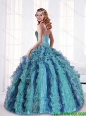 Wonderful Multi Color Quince Dresses with Beading and Ruffles for 2015
