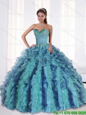Wonderful Multi Color Quince Dresses with Beading and Ruffles for 2015