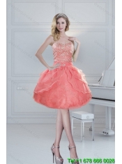 2015 Cheap Unique Watermelon Quinceanera Dresses with Beading