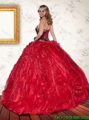 2015 Classical Red Sweetheart Luxurious Quinceanera Dresses with Beading and Ruffles