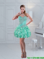 2015 Classical Sweetheart Quinceanera Dresses in Apple Green with Ruffles and Beading