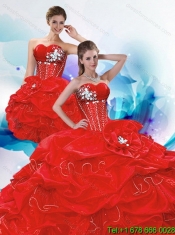 2015 Classical Sweetheart Red Quinceanera Dresses with Beading