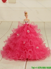 2015 Classical Watermelon Quinceanera Dress with Ruffled Layers and Appliques