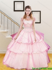 2015 Elegant Beading and Ruffled Layers Sweet 15 Dresses in Hot Pink