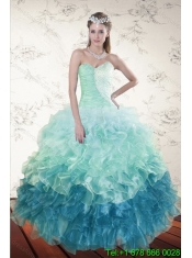 2015 Elegant Multi Color Dresses for Quince with Beading and Ruffles
