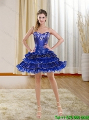 2015 Elegant Royal Blue Sweet 15 Dress with Ruffled Layers and Beading