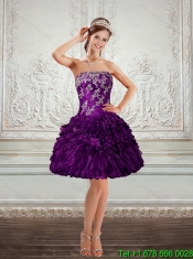 2015 Elegant Strapless Quinceanera Dress with Embroidery and Ruffles