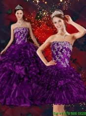 2015 Elegant Strapless Quinceanera Dress with Embroidery and Ruffles 2015 Elegant Strapless Quinceanera Dress with Embroidery and Ruffles