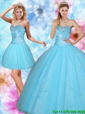 2015 Elegant Sweetheart Beaded Quinceanera Dress in Baby Blue