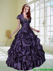 2015 Perfect Appliques and Pick Ups Quinceanera Dresses in Purple
