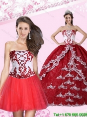 2015 Perfect Appliques Strapless Quinceanera Dress in Multi Color