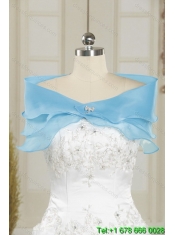 2015 Perfect Beaded Sweetheart Quinceanera Dress in White and Blue