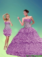 2015 Perfect Lilac Sweetheart 2015 Quinceanera Dresses with Beading and Pick Ups