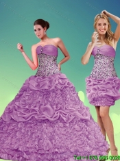 2015 Perfect Lilac Sweetheart 2015 Quinceanera Dresses with Beading and Pick Ups