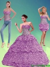 2015 Perfect Lilac Sweetheart 2015 Quinceanera Dresses with Beading and Pick Ups