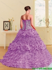 2015 Perfect Lilac Sweetheart 2015 Quinceanera Dresses with Beading and Pick Ups