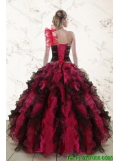 2015 Perfect Multi Color Quince Dresses with Ruffles and Beading