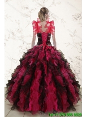 2015 Perfect Multi Color Quince Dresses with Ruffles and Beading