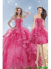 2015 Perfect Pink Dresses for Quinceanera with Beading and Ruffles
