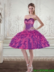 2015 Perfect Sweetheart Multi Color Quinceanera Dresses with Beading and Ruffles
