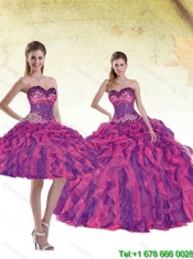 2015 Perfect Sweetheart Multi Color Quinceanera Dresses with Beading and Ruffles