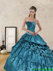 2015 Perfect Teal Sweet 16 Dresses with Ruffled Layers and Beading