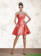 2015 Perfect Watermelon Sweetheart Quinceanera Dresses with Beading