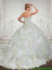 Brand New Sweetheart 2015 Cheap Quinceanera Dress in White with Beading and Ruffles