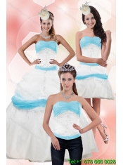 Cheap Elegant Strapless Ball Gown Quinceanera Dress with Appliques for 2015