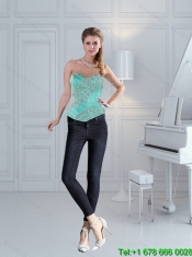 Cheap Exclusive Sweetheart Quinceanera Dresses in Apple Green with Ruffles and Beading for 2015