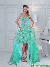 Cheap Exclusive Sweetheart Quinceanera Dresses in Apple Green with Ruffles and Beading for 2015