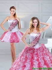 Cheap Popular 2015 Ruffles and Beading Multi Color Sweet 15 Dresses
