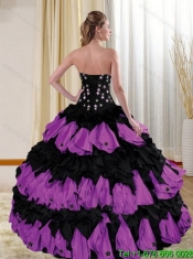 Classical 2015 Strapless Multi Color Quinceanera Dresses with Appliques and Ruffles