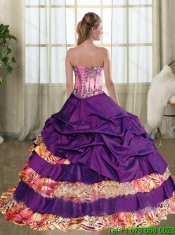 Classical Leopard Printed Quinceanera Dresses with Beading and Pick Ups for 2015