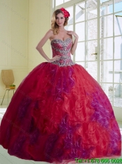 Classical Multi Color 2015 Quinceanera Dresses with Beading and Ruffles