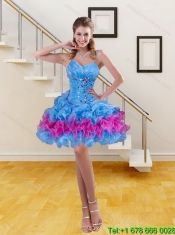 Classical Multi Color Quince Dresses with Ruffled Layers and Beading