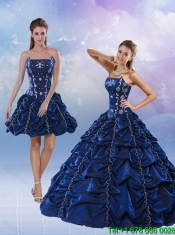 Elegant Navy Blue 2015 Quinceanera Dress with Pick-ups and Beading