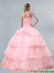 Elegant Pink Sweetheart Beaded Quinceanera Dresses with Ruffled Layers