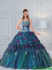 Elegant Quinceanera Gown with Hand Made Flower and Pick Ups