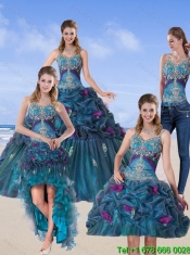 Elegant Quinceanera Gown with Hand Made Flower and Pick Ups