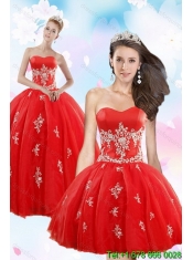 Elegant Red Quince Dresses with Appliques for 2015