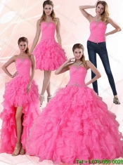 Elegant Strapless Floor Length Quinceanera Dress with Beading and Ruffles