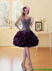 Elegant Sweetheart Burgundy Quinceanera Dress with Ruffles and Beading