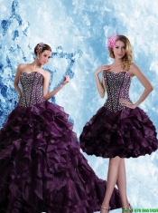 Elegant Sweetheart Burgundy Quinceanera Dress with Ruffles and Beading