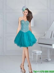 Elegant Turquoise Sweetheart 2015 Quinceanera Dresses with Beading
